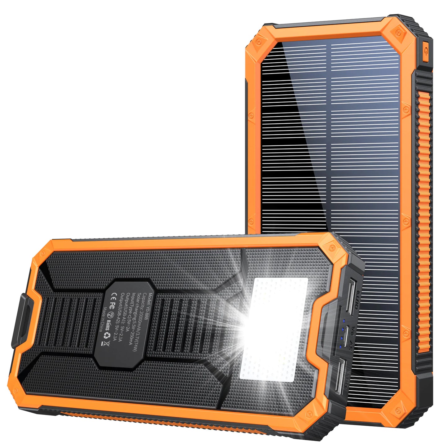 EcoTrek Solar Power Bank – Rugged Outdoor Wireless Charger (20,000mAh)