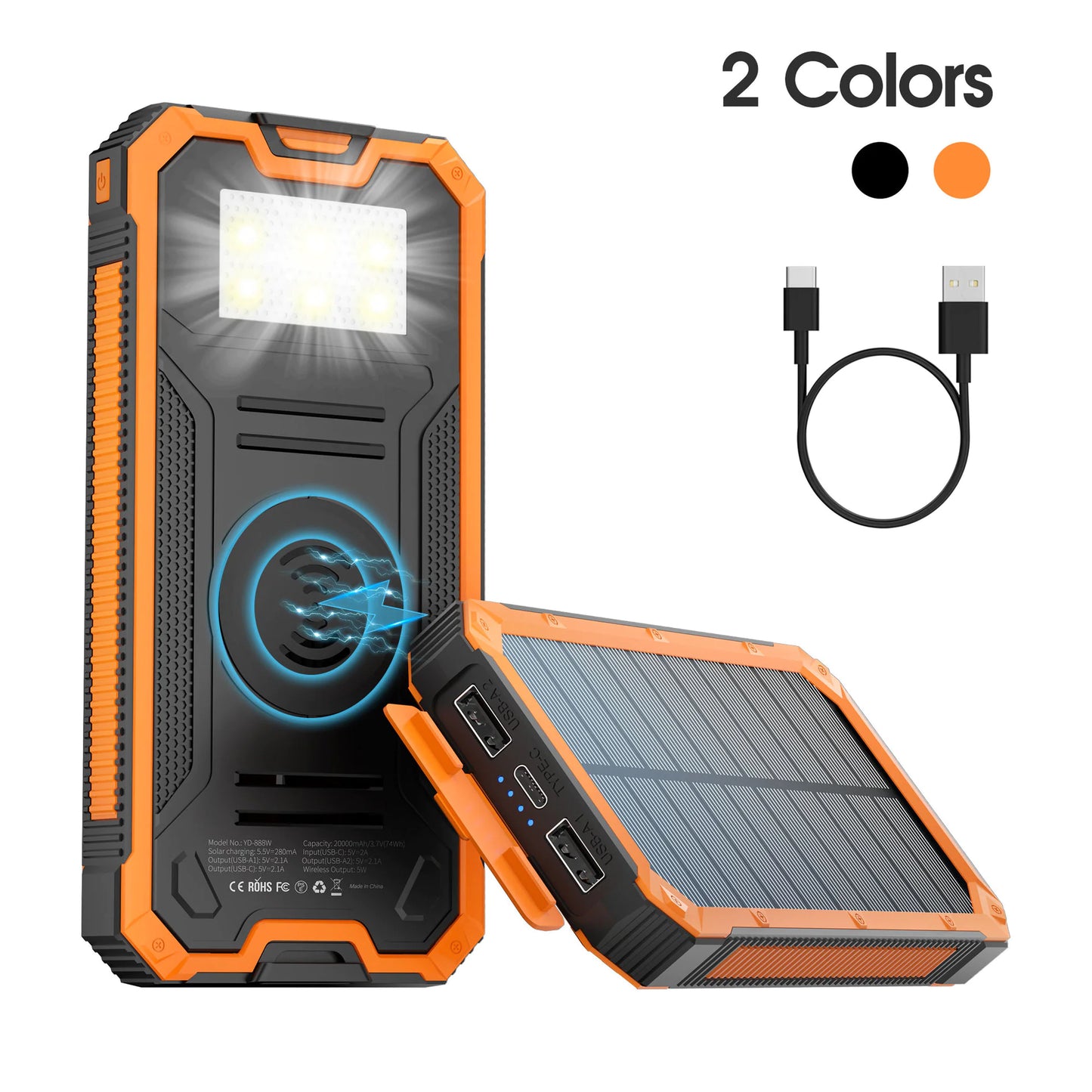 EcoTrek Solar Power Bank – Rugged Outdoor Wireless Charger (20,000mAh)