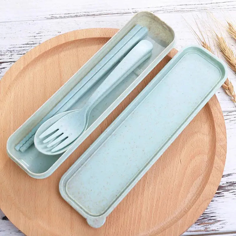 Reusable Wheat Straw Cutlery Set – With Case