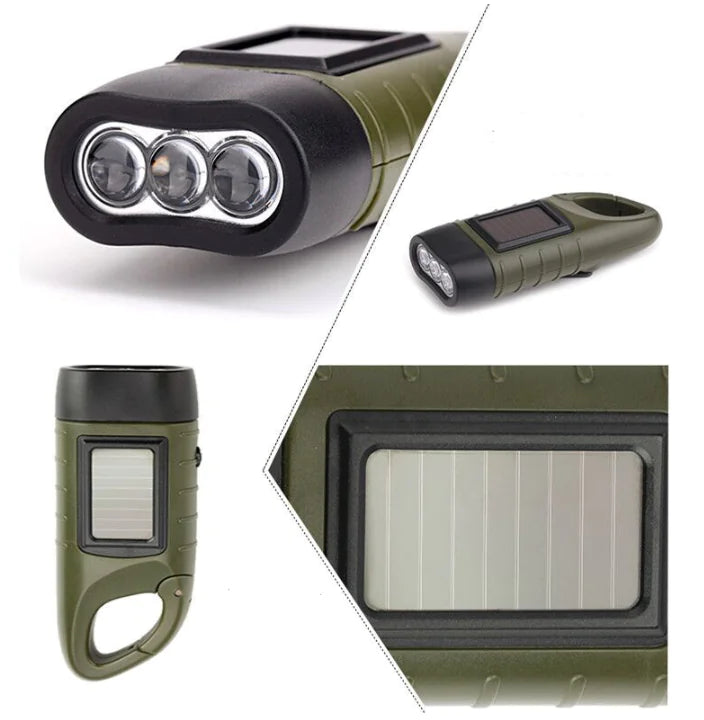 Solar Hand-Crank Emergency Flashlight – Eco Power for Camping & Storms