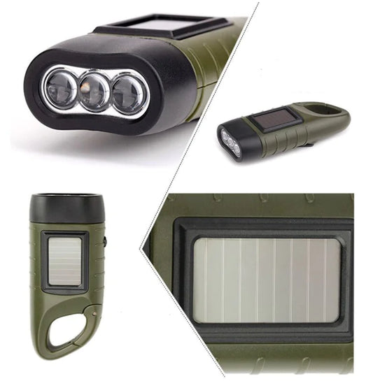 Solar Hand-Crank Emergency Flashlight – Eco Power for Camping & Storms