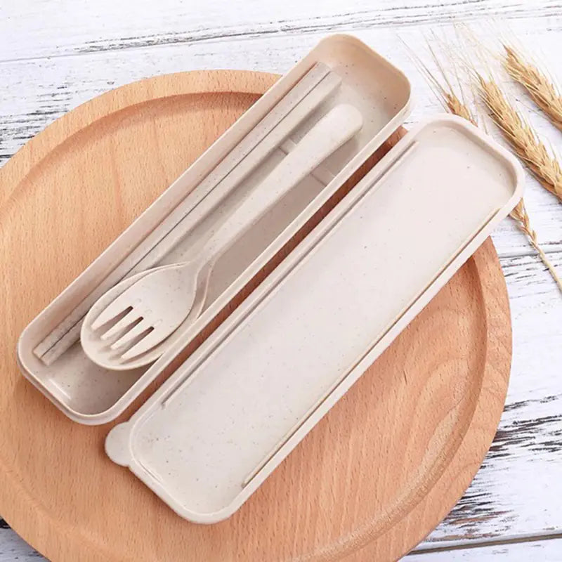 Reusable Wheat Straw Cutlery Set – With Case
