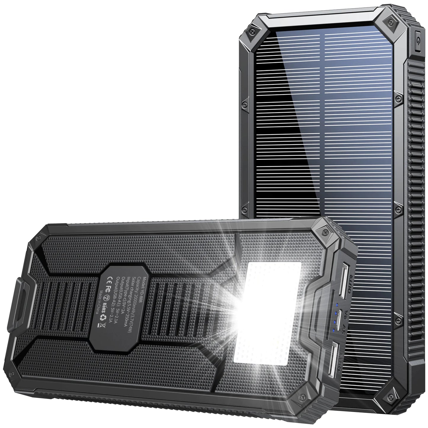 EcoTrek Solar Power Bank – Rugged Outdoor Wireless Charger (20,000mAh)