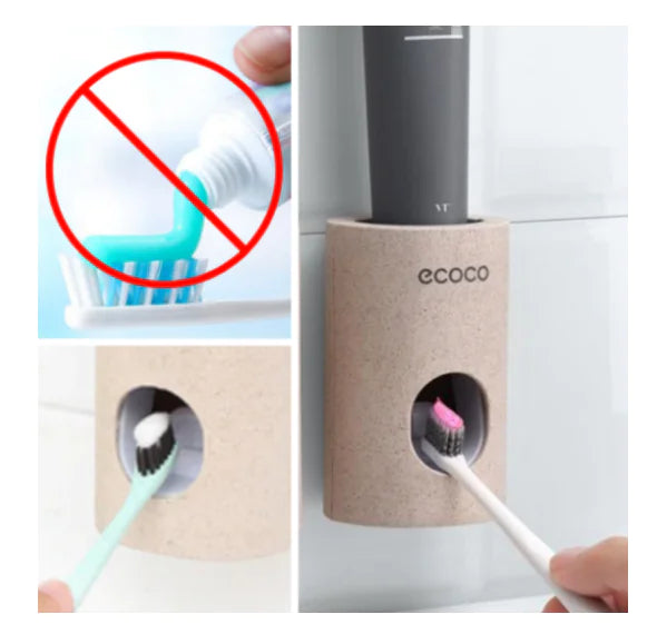 EcoPress™ – Automatic Toothpaste Dispenser (Wheat Straw Biodegradable)