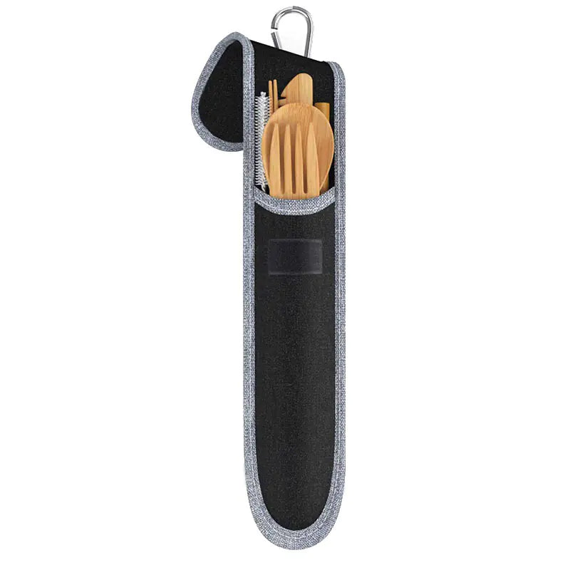EcoGo™ Bamboo Travel Cutlery Set – 6-Piece with Reusable Straw