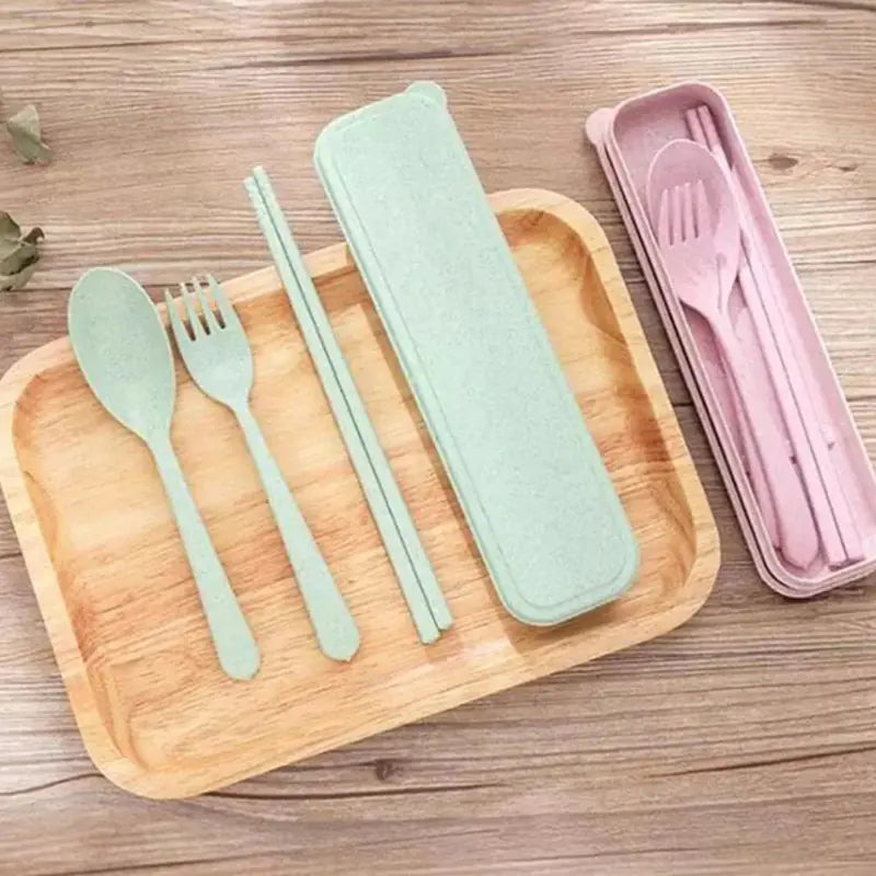 Reusable Wheat Straw Cutlery Set – With Case