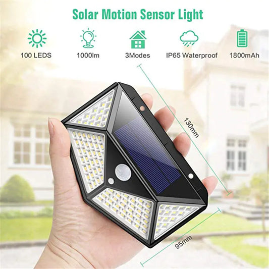 SolarGuard™ Motion Sensor Wall Light – 100 LED, 1200mAh